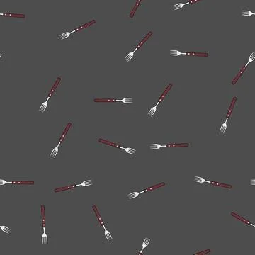Seamless pattern cutlery fork cartoon vector Stock Illustration