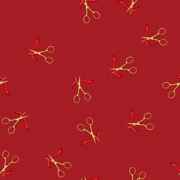 Seamless pattern cutting gold scissor cartoon vector Stock Illustration
