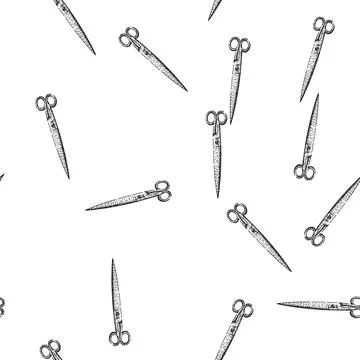 Seamless pattern cutting scissors sketch hand drawn Stock Illustration