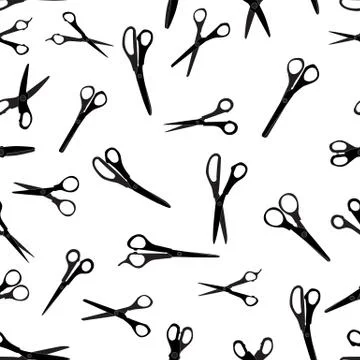 Seamless Pattern with Cutting Scissors. Vector Illustration Stock Illustration