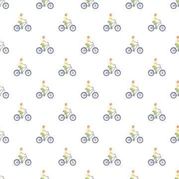 Seamless pattern with cyclists riding bicycles background イラスト素材