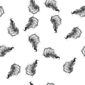 Seamless pattern cyclone tornado sketch hand drawn Stock Illustration