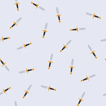 Seamless pattern dagger with gold hilt and black grip Stock Illustration