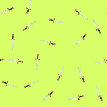 Seamless pattern dagger with green gem on hilt Illustrazione stock