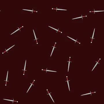 Seamless pattern Dagger with shining blade and red hilt Stock Illustration