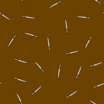 Seamless pattern Dagger weapon with sharp blade cartoon 스톡 일러스트
