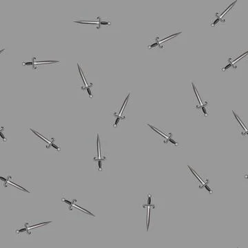 Seamless pattern Dagger weapon with short steel blade 库存插图