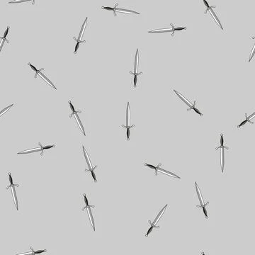 Seamless pattern Dagger weapon symbolizing power, conflict, and protection Illustrazione stock