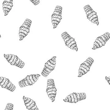 Seamless pattern dairy ice cream sketch hand drawn Stock Illustration