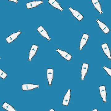 Seamless pattern dairy vintage milk bottle cartoon vector Stock Illustration