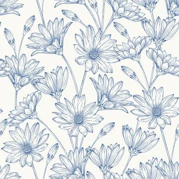 Seamless pattern with daisies. Illustrazione stock