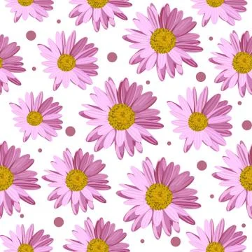 Seamless pattern with daisy flowers Stock Illustration