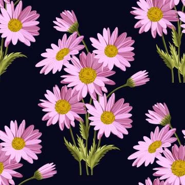 Seamless pattern with daisy flowers Stock Illustration