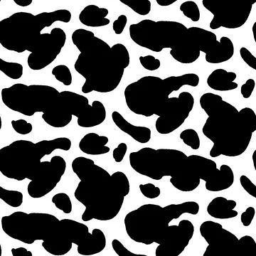Seamless pattern dalmatian or cow spot print in bold black on white. Oversized Illustrazione stock