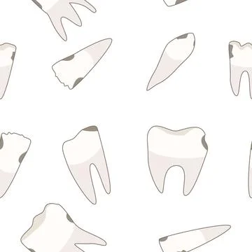 Seamless pattern with damaged molars. Vector illustration Stock Illustration