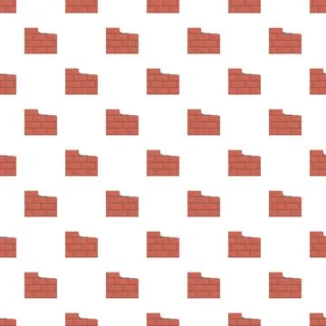 Seamless pattern with damaged red brick wall parts Illustrazione stock
