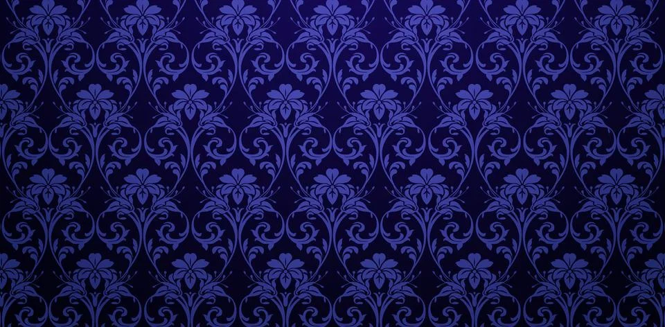 Seamless Pattern damask dark blue ornament Stock Illustration