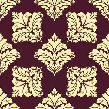 Seamless pattern in damask style with beige flourishes 스톡 일러스트