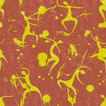 Seamless pattern with dancing people. Vector illustration Stock Illustration