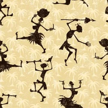 Seamless pattern with dancing people. Vector illustration Illustrazione stock