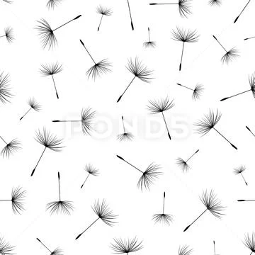 Seamless pattern with dandelion fluff silhouette Stock Illustration