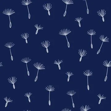 Seamless pattern with dandelion fuzz. Blowball fluff. Vector hand-drawn doo.. Stockillustratie