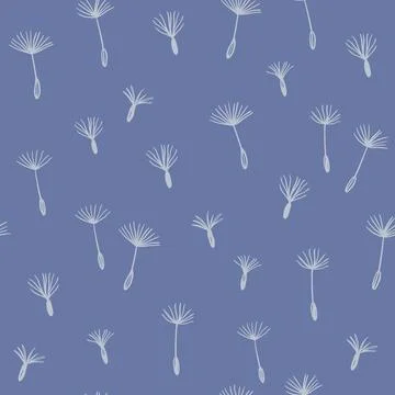Seamless pattern with dandelion fuzz. Blowball fluff. Vector hand-drawn doo.. Stockillustratie