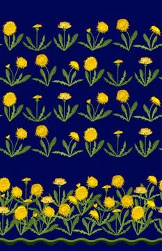 Seamless pattern with dandelion isolated on dark Stock Illustration