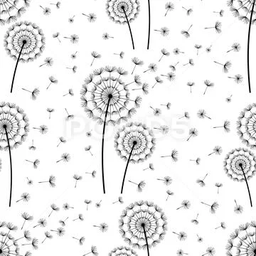 Seamless pattern with dandelions fluff Stock Illustration