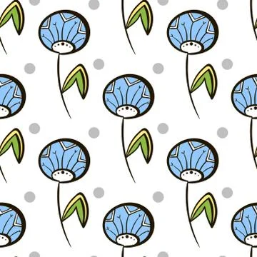 Seamless Pattern Dandelions Stock Illustration