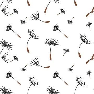Seamless pattern of dandelions on white background Stock Illustration
