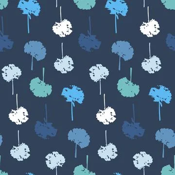 Seamless pattern on dark background pastel dandelion, vector illustration for Stock Illustration