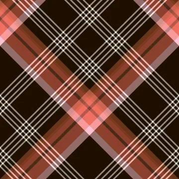 Seamless pattern in dark brown, white, pink and red colors for plaid, fabric, Stock Illustration