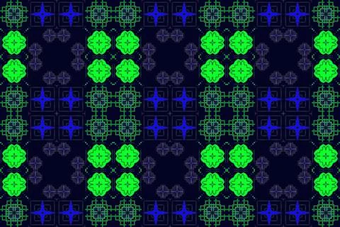 Seamless pattern on dark green background. Stock Illustration