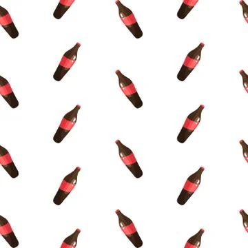 Seamless pattern with dark red bottles of soda Stock Illustration