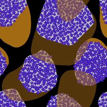 Seamless pattern dark small blue flowers spots Stock Illustration