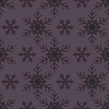 Seamless pattern with dark snowflakes on violet background. Illustrazione stock