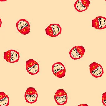 Seamless pattern daruma doll representing japanese culture and good luck Stock Illustration