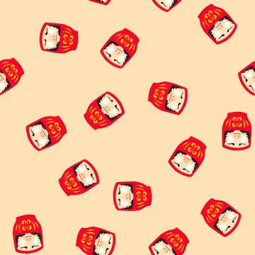 Seamless pattern daruma doll representing japanese culture and good luck Stock Illustration