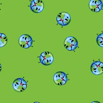 Seamless pattern day earth planet character cartoon vector Stock Illustration
