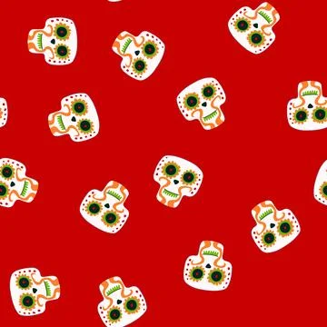 Seamless pattern death dead day skull cartoon vector Stock Illustration