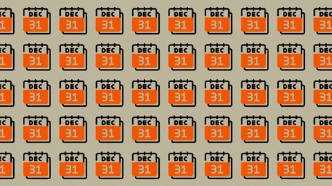 Seamless Pattern of December 31st Calendar Icons. Stock Footage 325389769