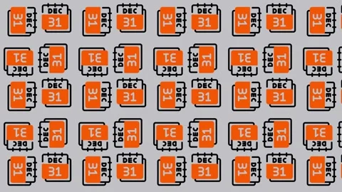 Seamless Pattern of December 31st Calendar Icons for New Years Eve. Video stock 325389794