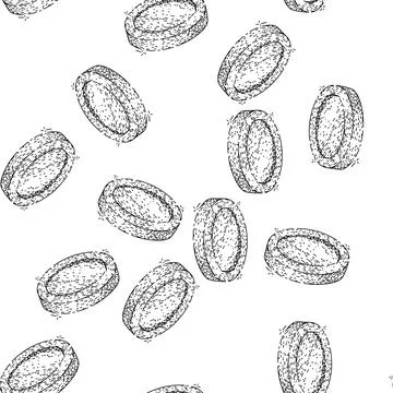 Seamless pattern decentralized coin sketch hand drawn Illustrazione stock