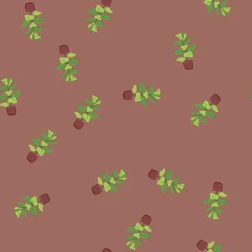 Seamless pattern decor artificial plant cartoon vector Stockillustratie