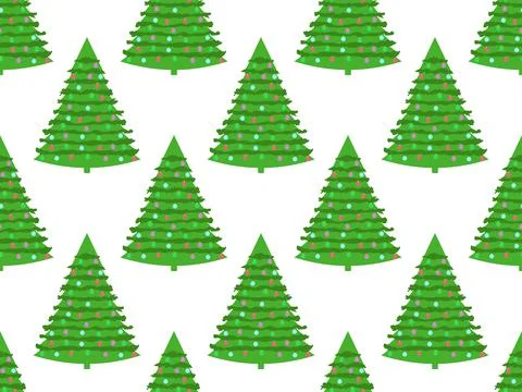 Seamless pattern with decorated Christmas trees on a white background. Christ Stock Illustration
