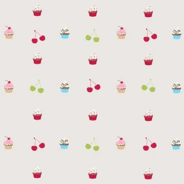 Seamless pattern with decorated cupcakes Stock Illustration