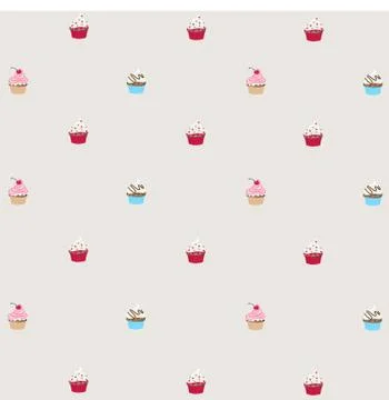 Seamless pattern with decorated cupcakes Stock Illustration