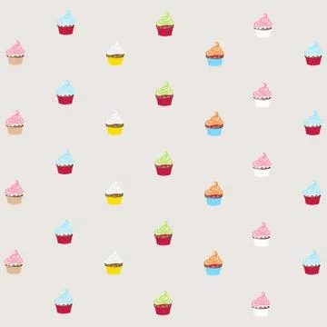 Seamless pattern with decorated cupcakes Stock Illustration