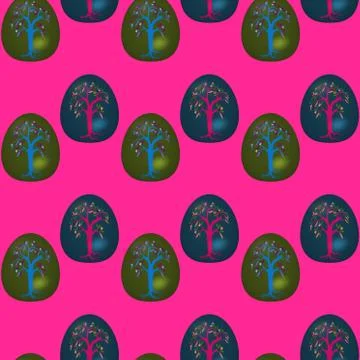 Seamless pattern with decorated Easter eggs Stock Illustration